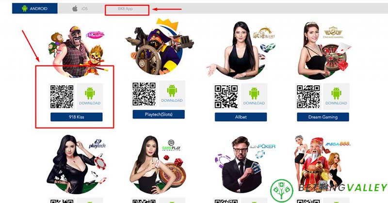 Chọn loại app BK8 theo điện thoại android hoặc IOS